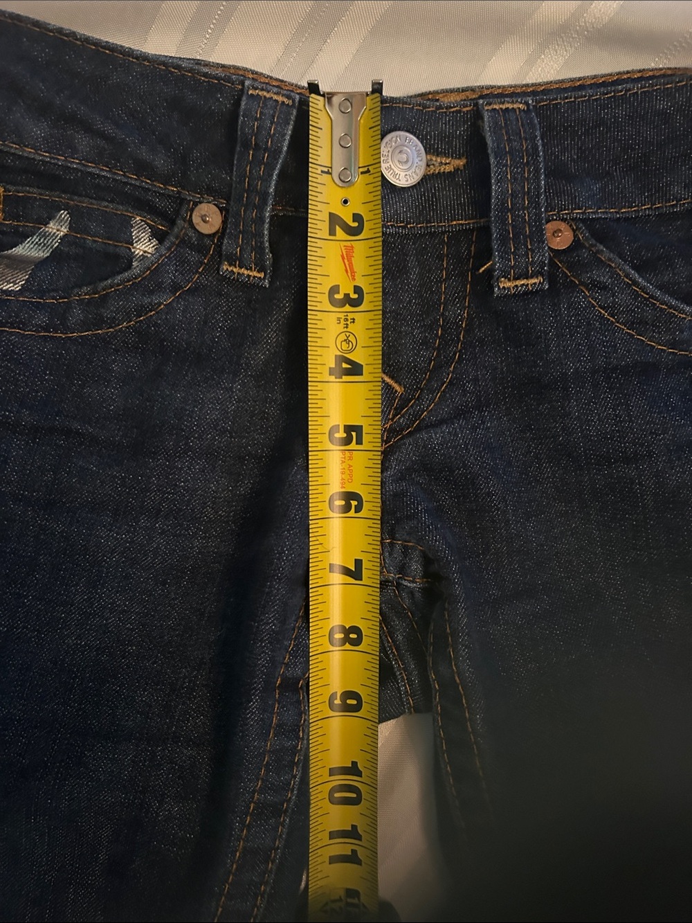 True Religion Dark Indigo Flare Jeans - Picture 12 of 14